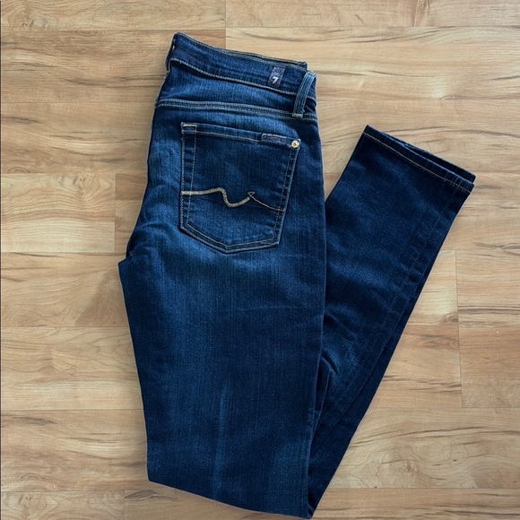 7 For All Mankind Denim - 7 For All Mankind Roxanne Jeans 27 Dark Wash Mid Rise Slim Straight